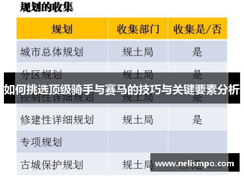 如何挑选顶级骑手与赛马的技巧与关键要素分析