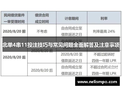北单4串11投注技巧与常见问题全面解答及注意事项